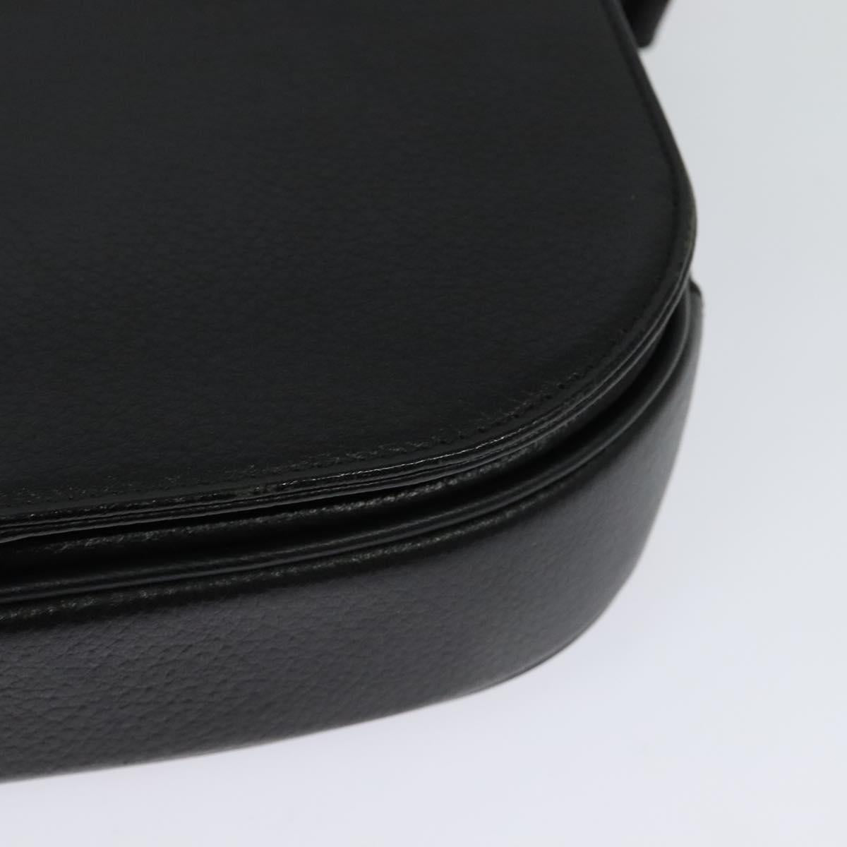 Burberrys Shoulder Bag Leather Black Gold Auth sw722