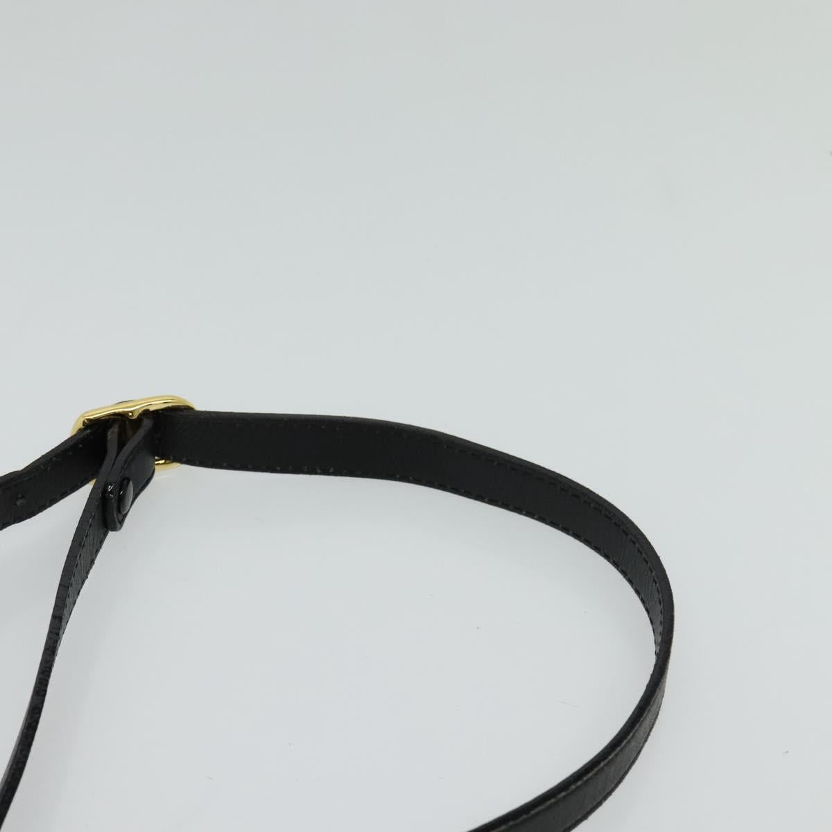 Burberrys Shoulder Bag Leather Black Gold Auth sw722