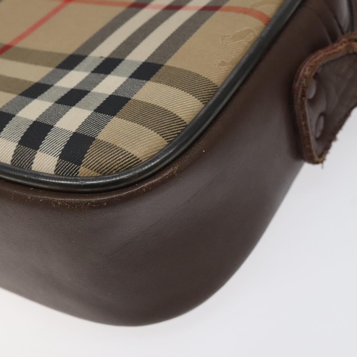 Burberrys Nova Check Shoulder Bag Canvas Beige Gold Auth sw723