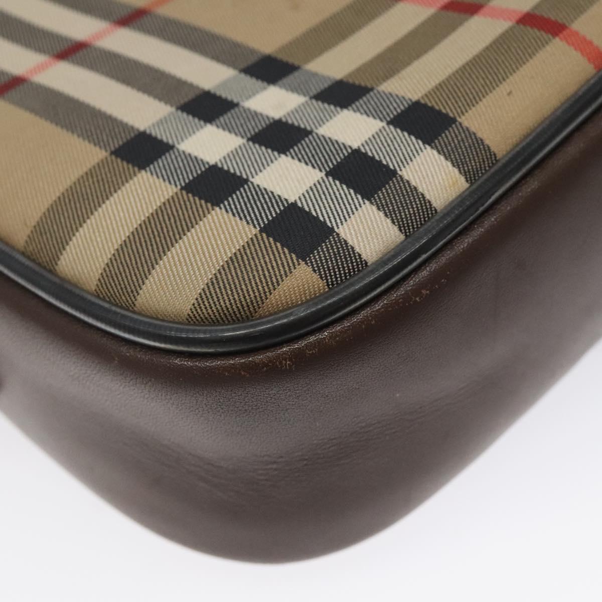 Burberrys Nova Check Shoulder Bag Canvas Beige Gold Auth sw723