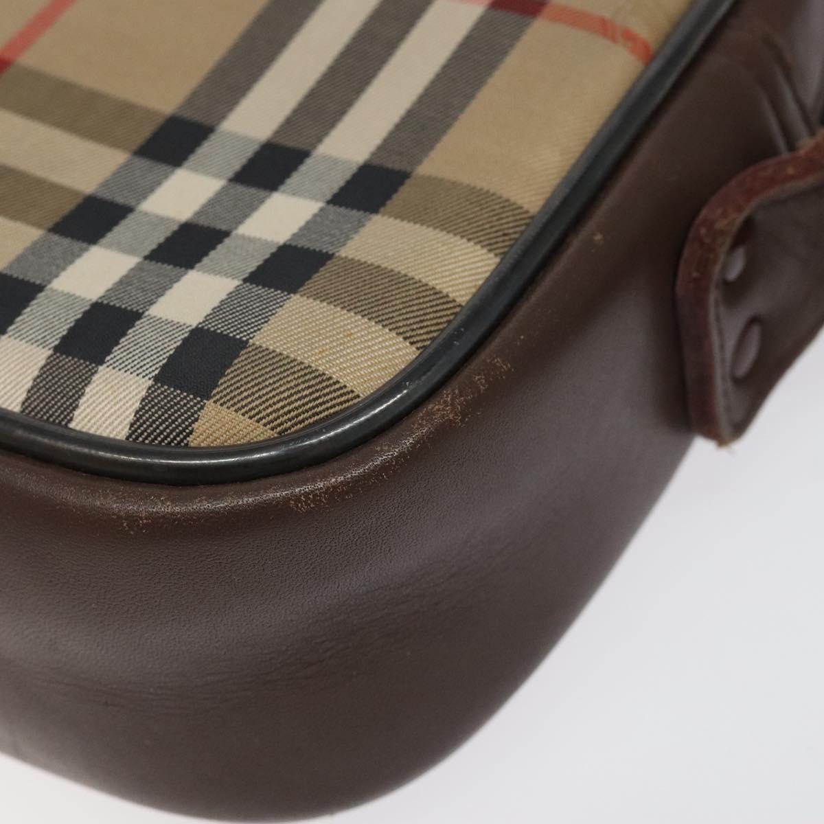 Burberrys Nova Check Shoulder Bag Canvas Beige Gold Auth sw723