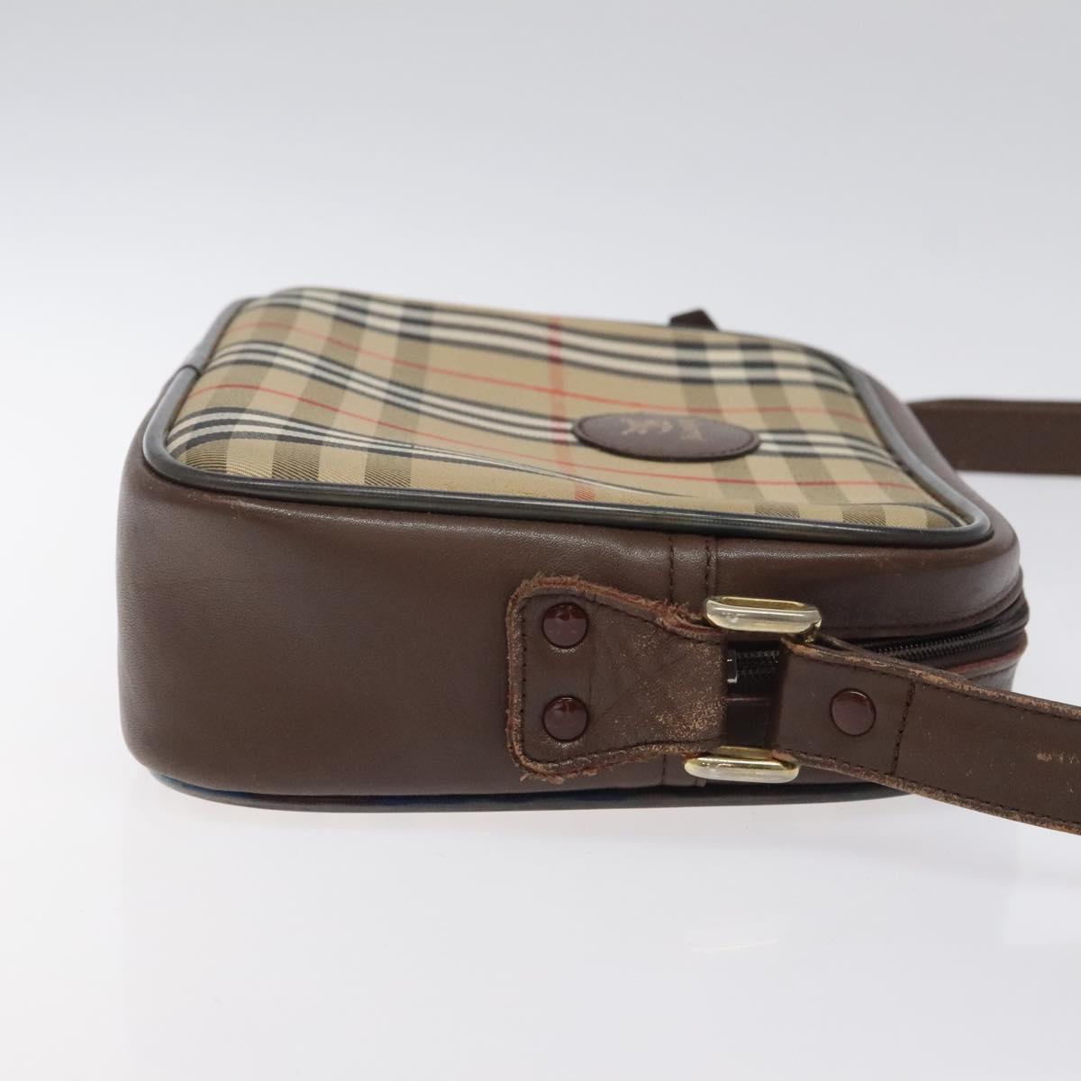 Burberrys Nova Check Shoulder Bag Canvas Beige Gold Auth sw723