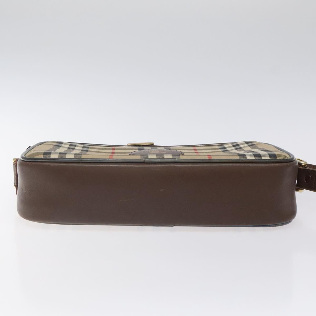 Burberrys Nova Check Shoulder Bag Canvas Beige Gold Auth sw723