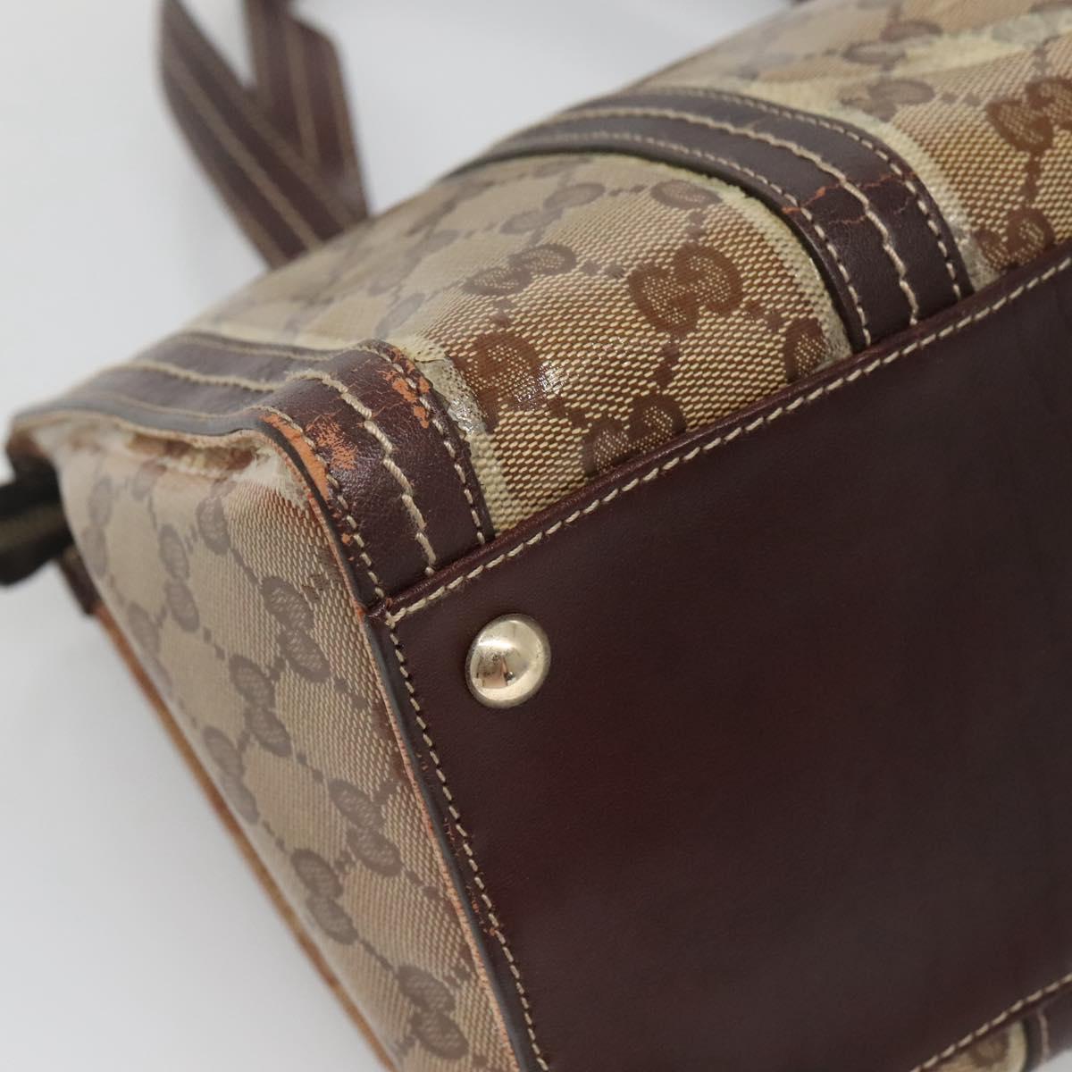GUCCI GG Crystal Hand Bag Coated Canvas Beige Gold 181490 Auth sw731