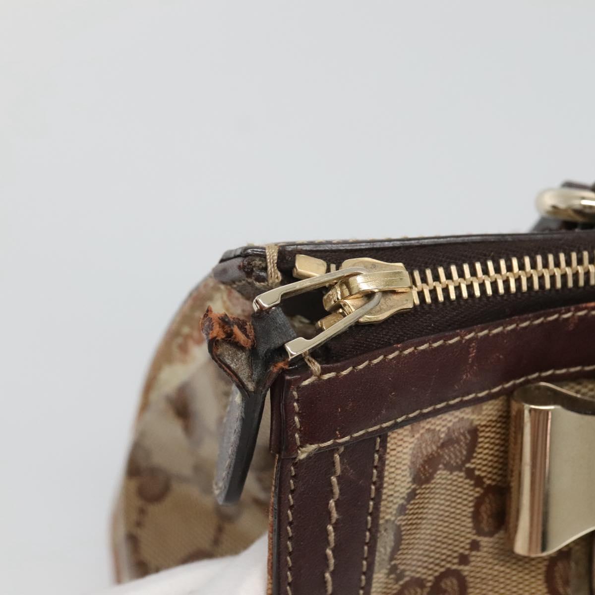 GUCCI GG Crystal Hand Bag Coated Canvas Beige Gold 181490 Auth sw731