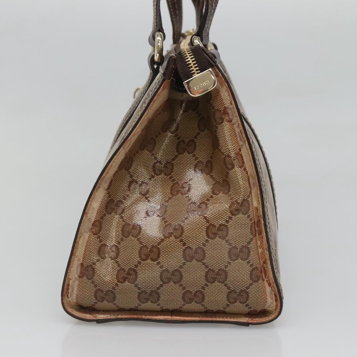 GUCCI GG Crystal Hand Bag Coated Canvas Beige Gold 181490 Auth sw731
