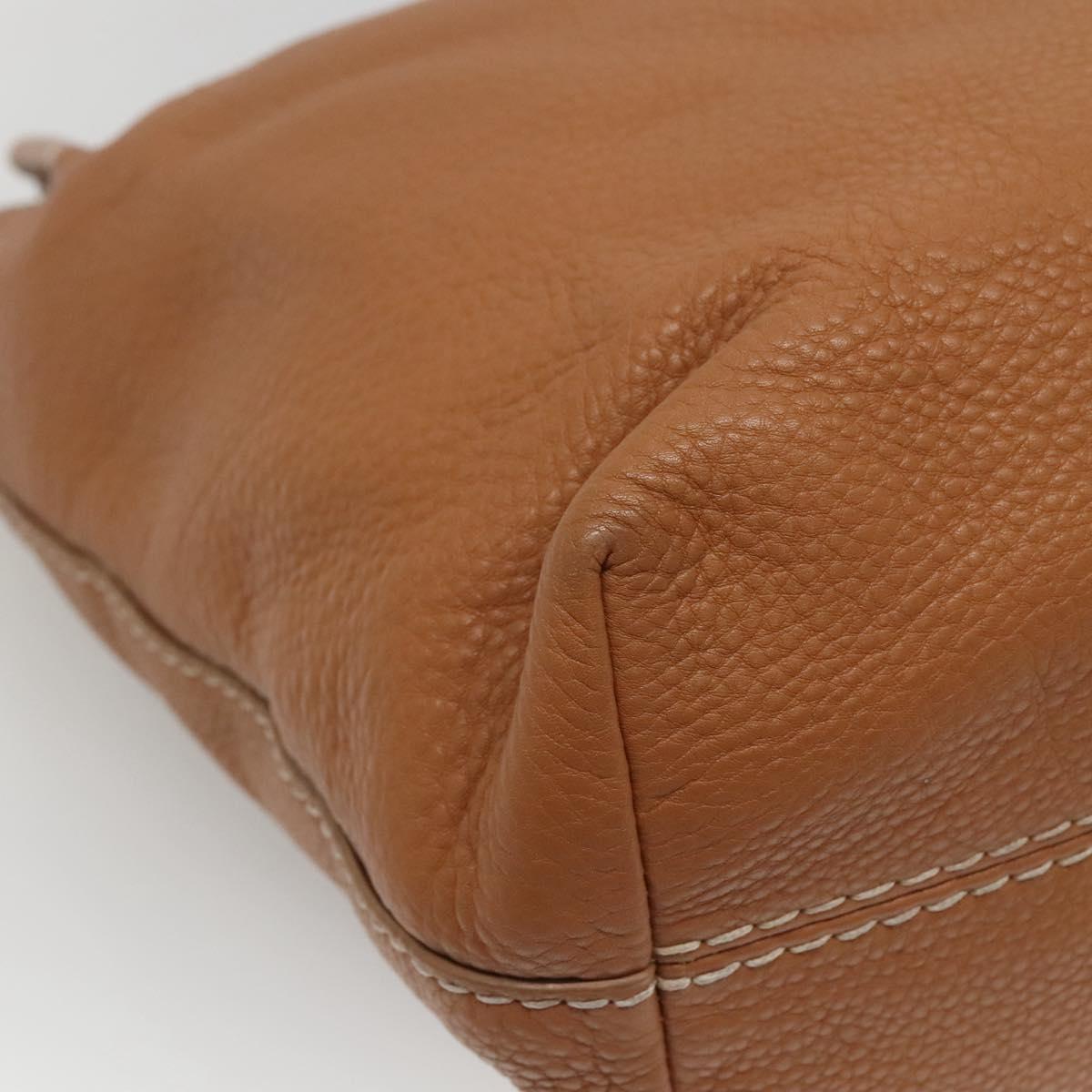 PRADA Hand Bag Leather 2way Beige Gold Auth sw742