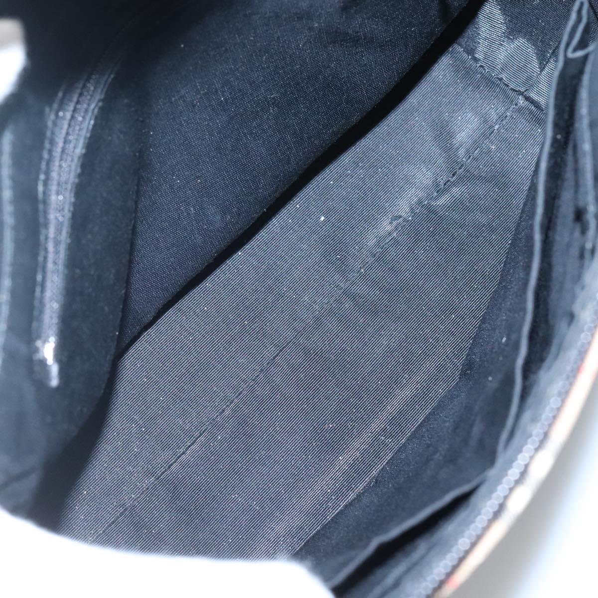 Burberrys Nova Check Hand Bag Canvas Beige Gold Auth sw745