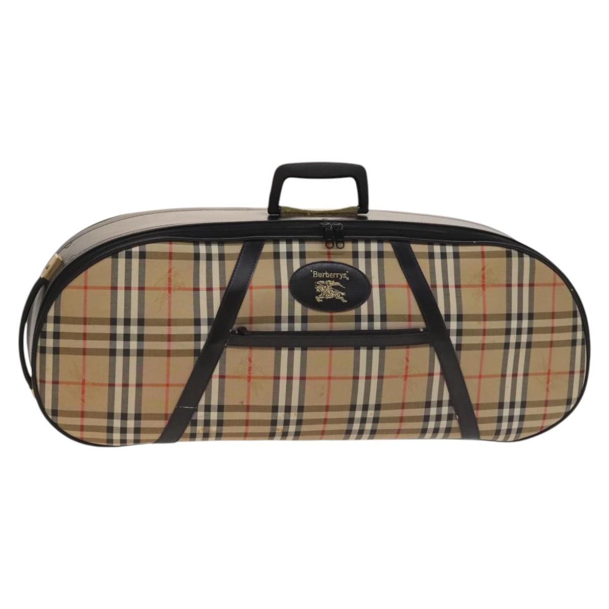 Burberrys Nova Check Violin Cases Leather Beige Gold Auth sw748