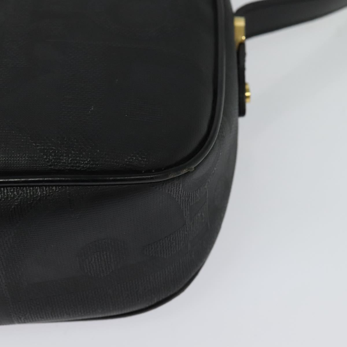 Christian Dior Trotter Canvas Shoulder Bag PVC Black Gold Auth sw750