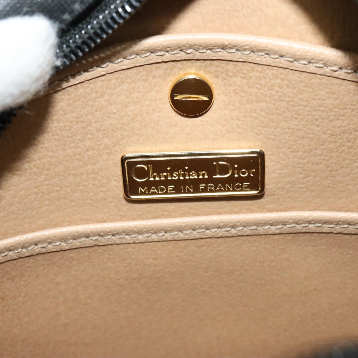 Christian Dior Trotter Canvas Shoulder Bag PVC Black Gold Auth sw750