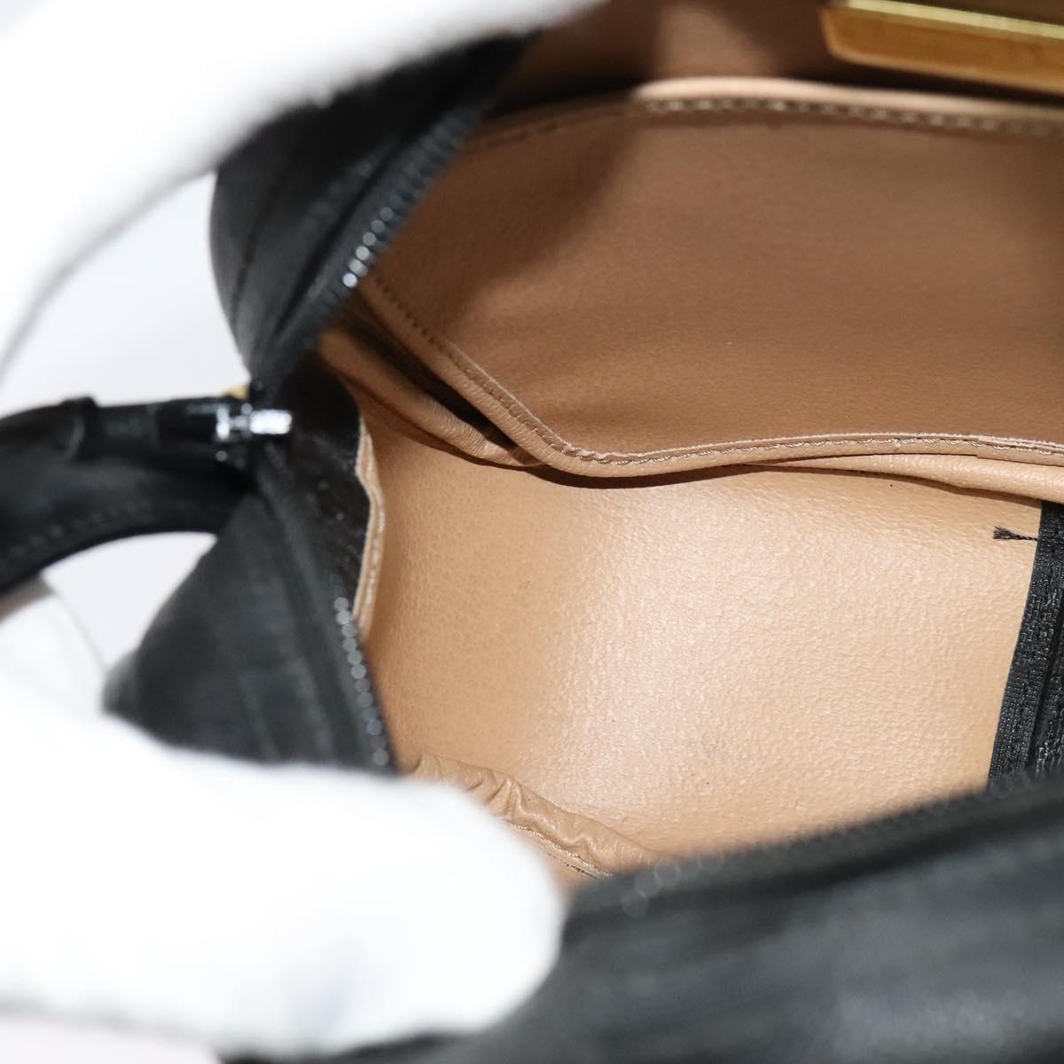 Christian Dior Trotter Canvas Shoulder Bag PVC Black Gold Auth sw750