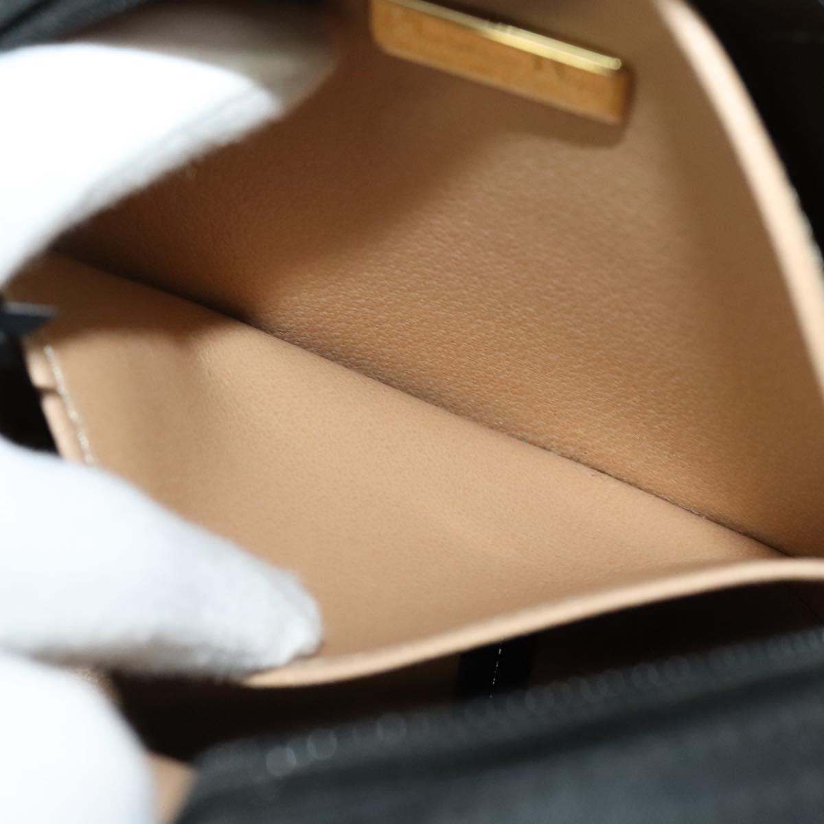 Christian Dior Trotter Canvas Shoulder Bag PVC Black Gold Auth sw750