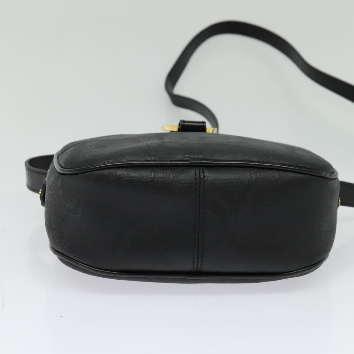 Christian Dior Trotter Canvas Shoulder Bag PVC Black Gold Auth sw750