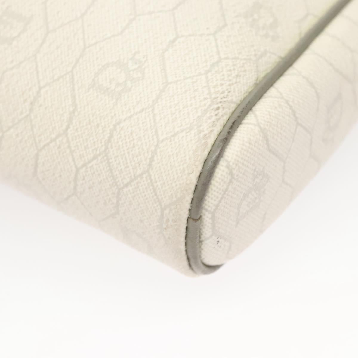 Christian Dior Honeycomb Canvas Shoulder Bag PVC White Gold Auth sw752