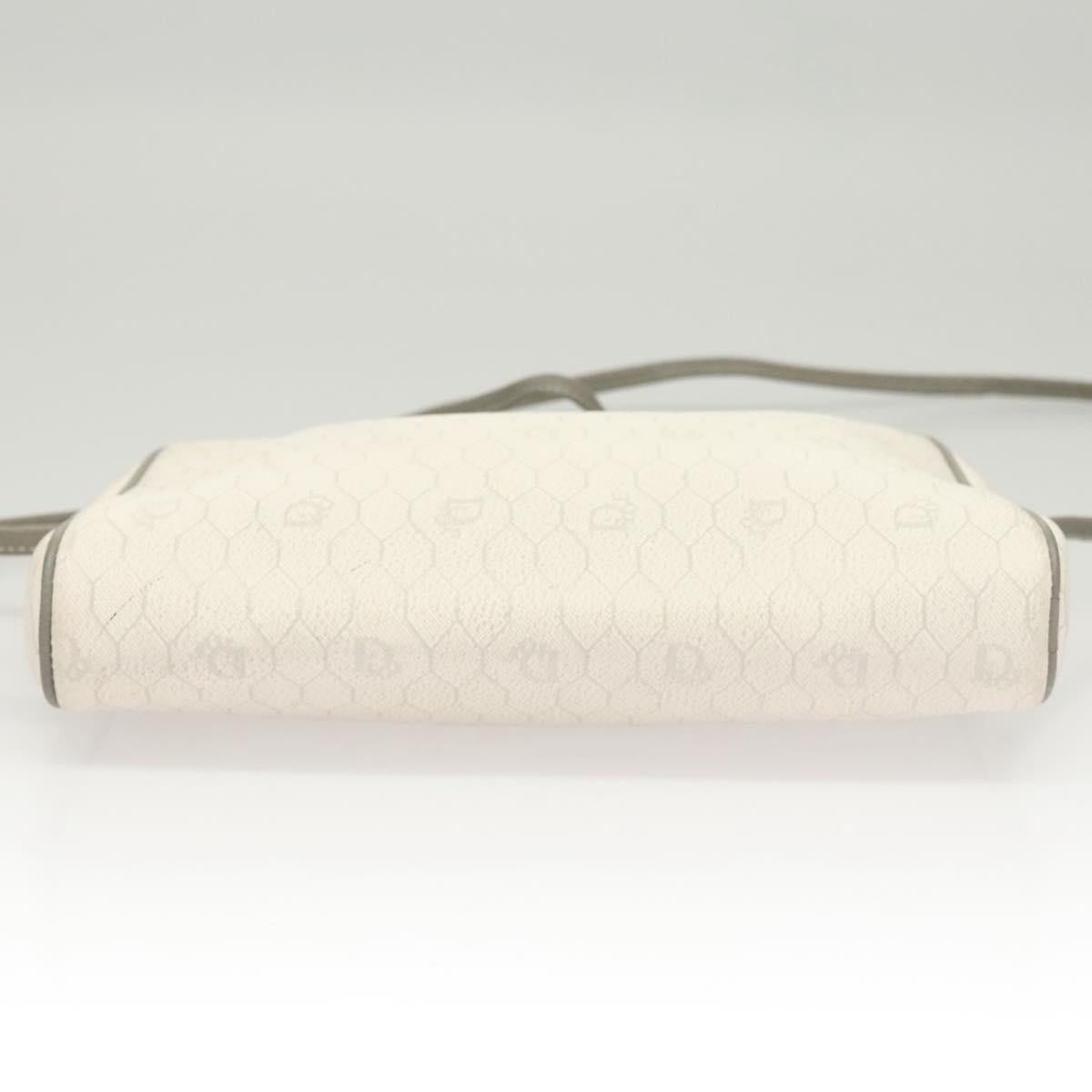 Christian Dior Honeycomb Canvas Shoulder Bag PVC White Gold Auth sw752