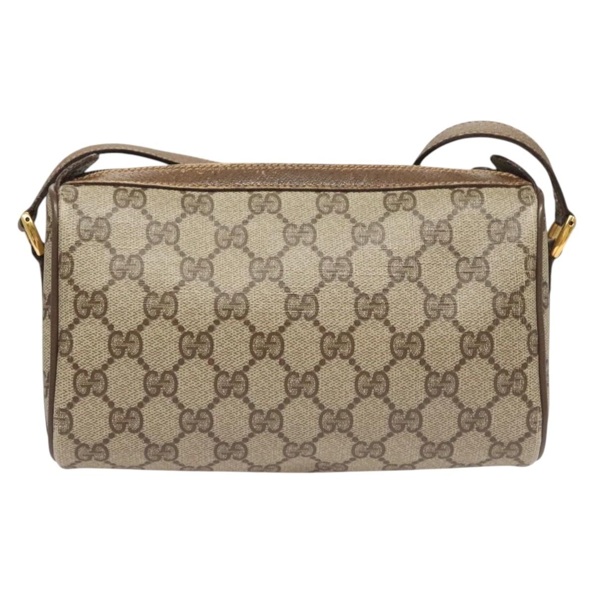 GUCCI GG Supreme Web Sherry Line Bag PVC Beige Gold 89 02 018 Auth sw755
