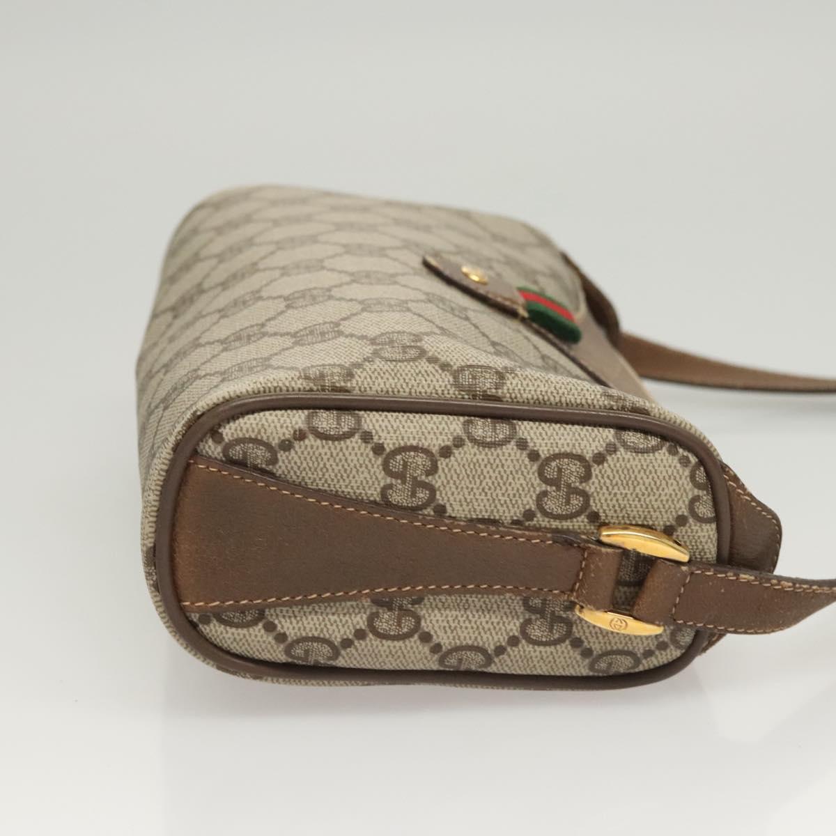 GUCCI GG Supreme Web Sherry Line Bag PVC Beige Gold 89 02 018 Auth sw755