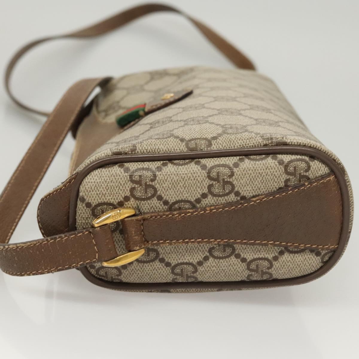 GUCCI GG Supreme Web Sherry Line Bag PVC Beige Gold 89 02 018 Auth sw755