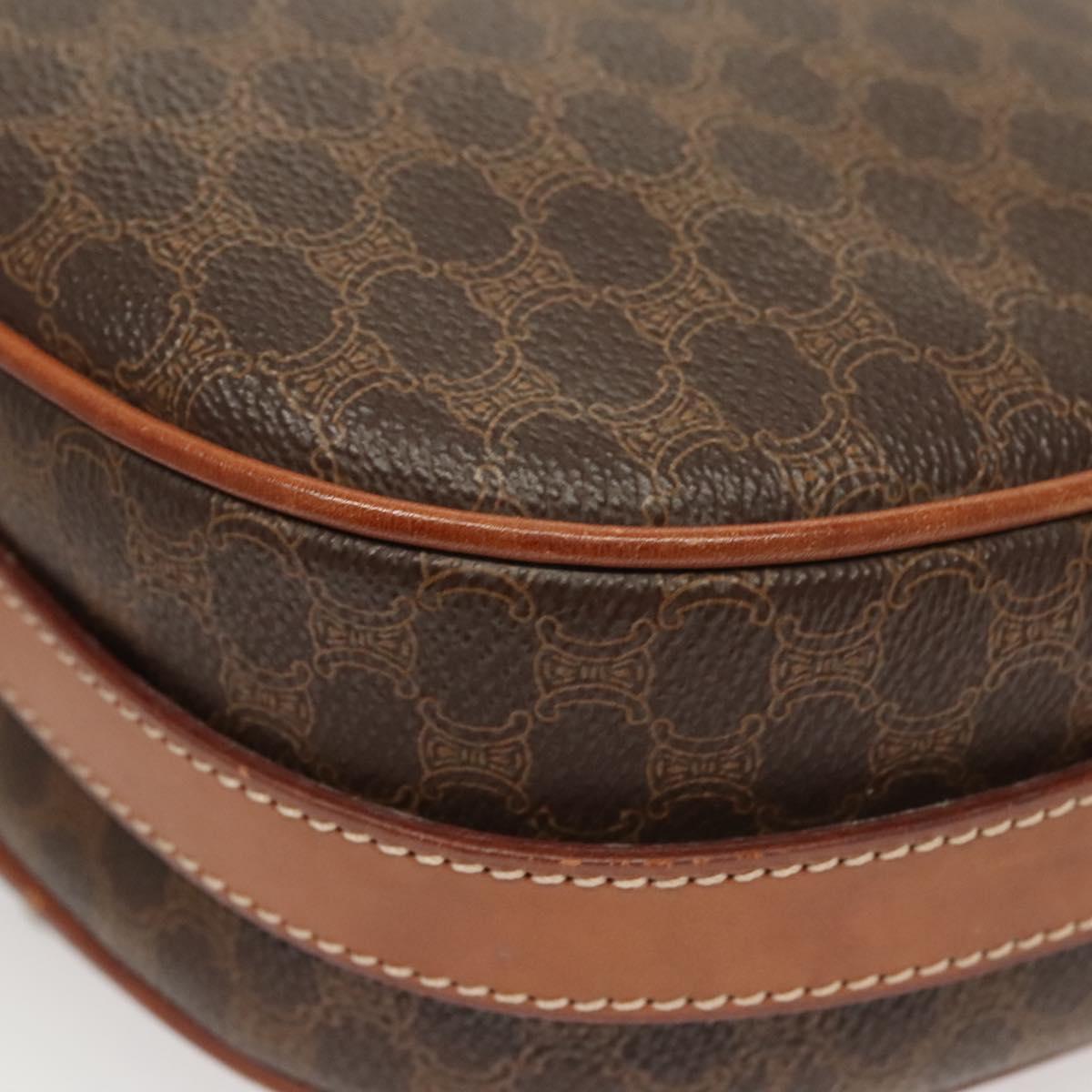 CELINE Macadam Canvas Shoulder Bag PVC Brown Gold Auth sw759