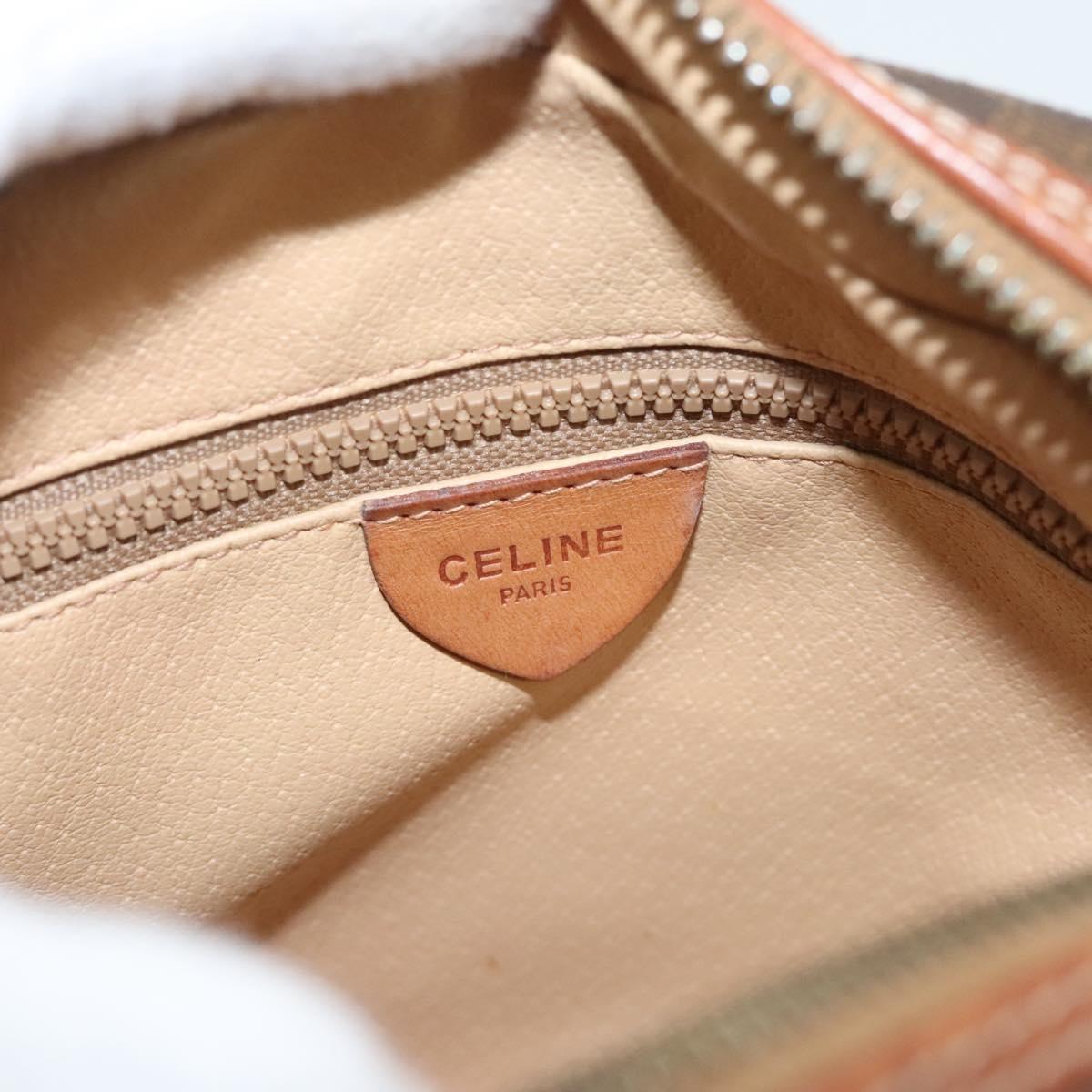 CELINE Macadam Canvas Shoulder Bag PVC Brown Gold Auth sw759