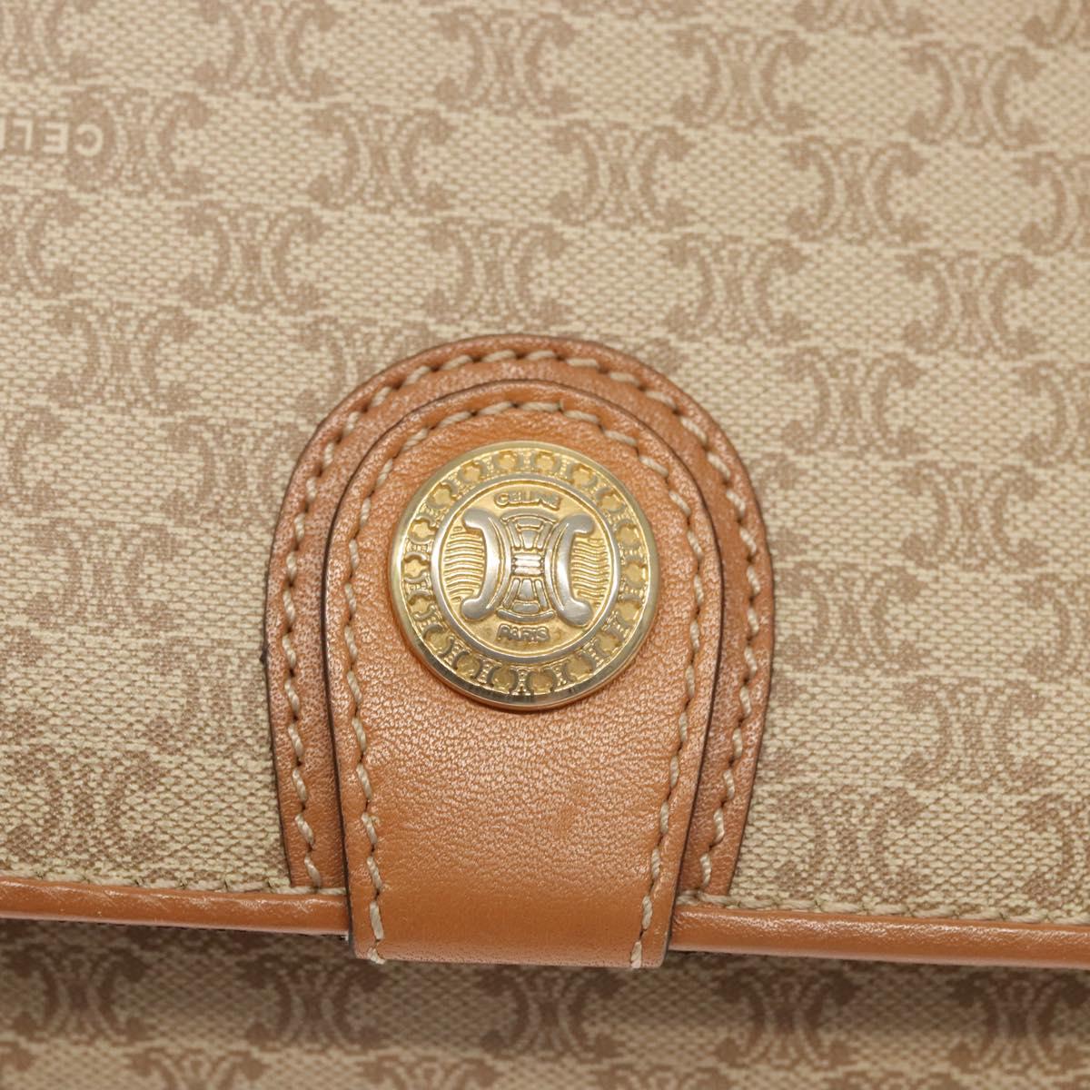 CELINE Macadam Canvas Shoulder Bag PVC Beige Gold Auth sw761