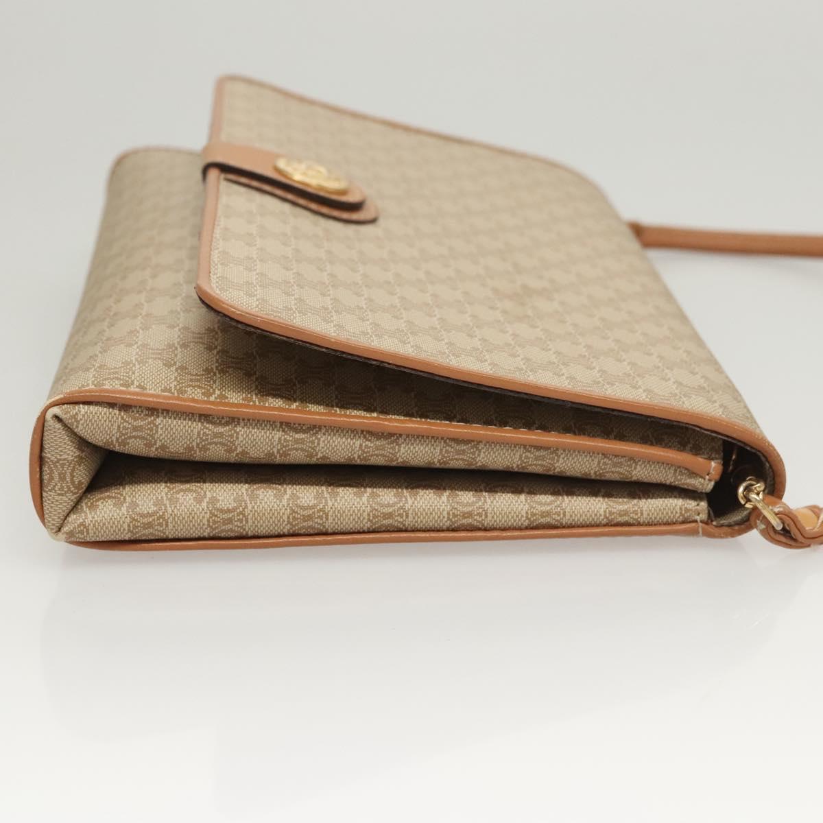 CELINE Macadam Canvas Shoulder Bag PVC Beige Gold Auth sw761