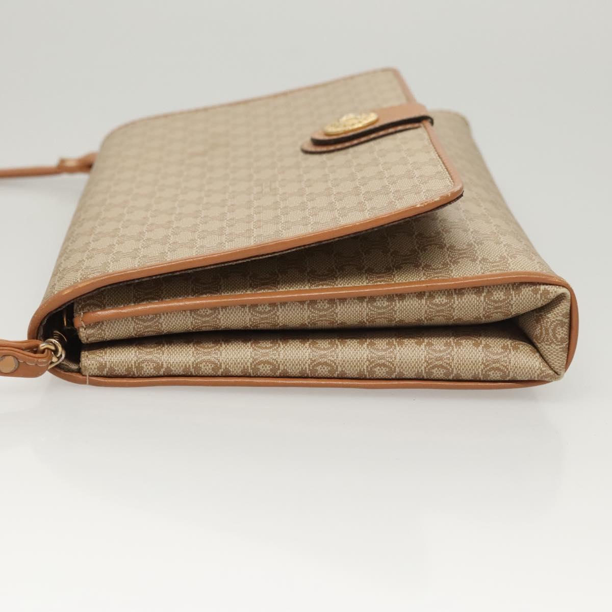 CELINE Macadam Canvas Shoulder Bag PVC Beige Gold Auth sw761