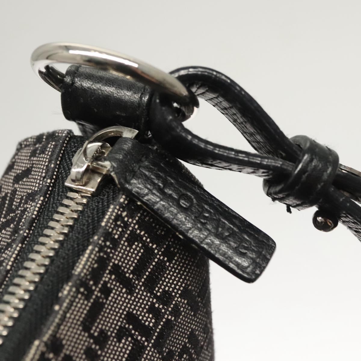 LOEWE Shoulder Bag Canvas Navy Silver Auth sw762