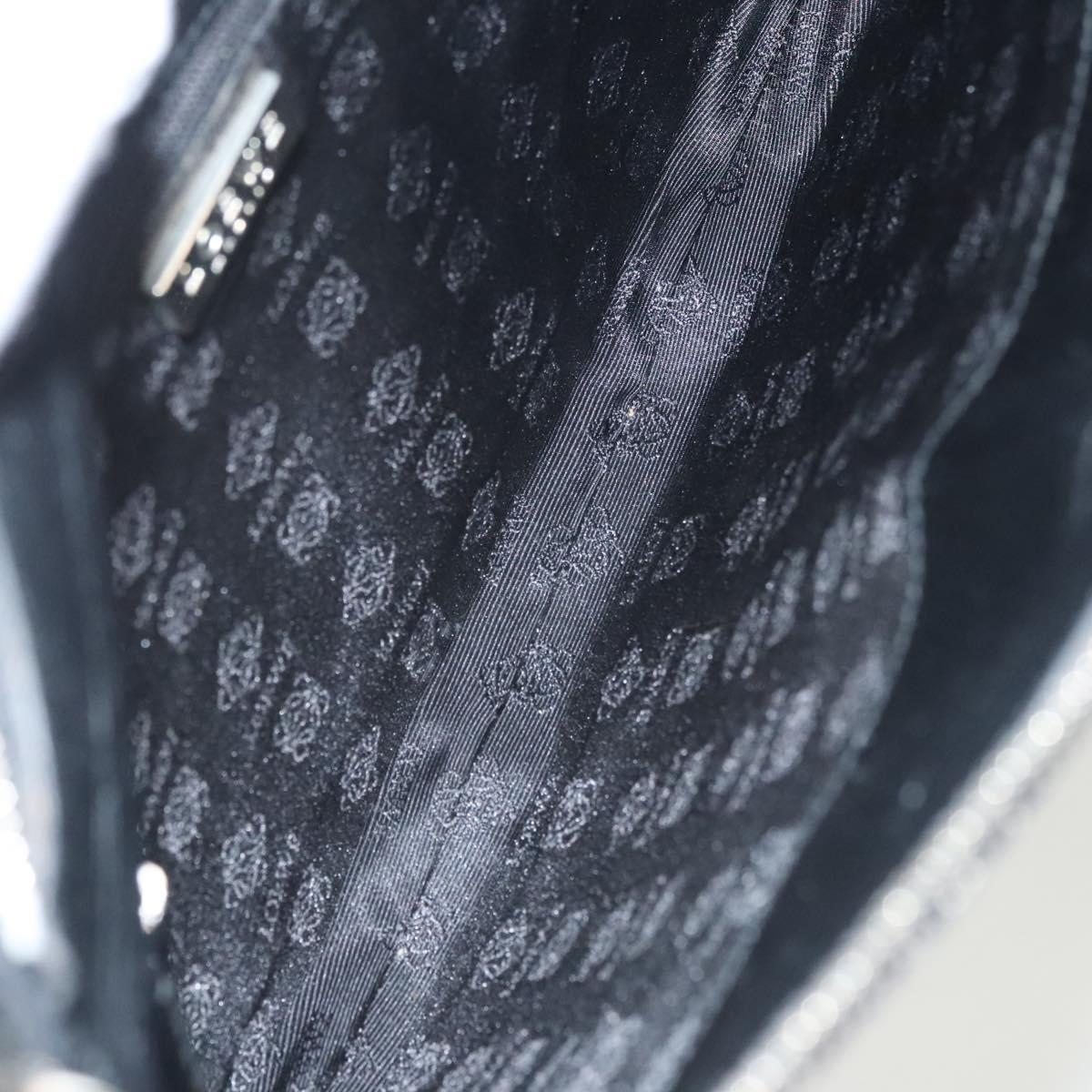 LOEWE Shoulder Bag Canvas Navy Silver Auth sw762