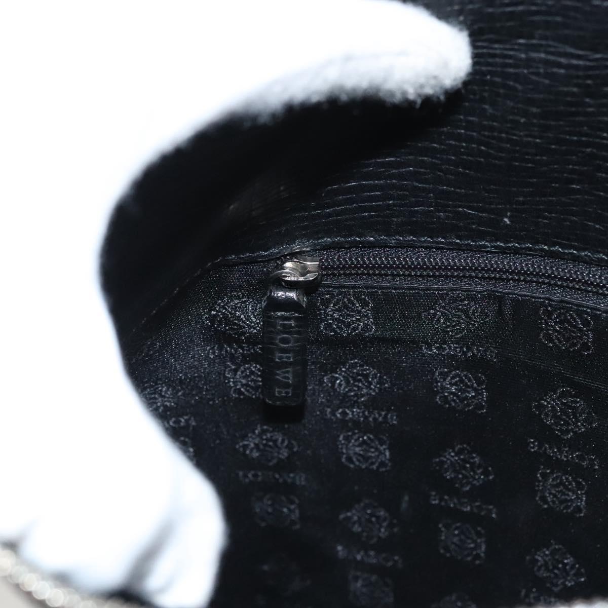 LOEWE Shoulder Bag Canvas Navy Silver Auth sw762