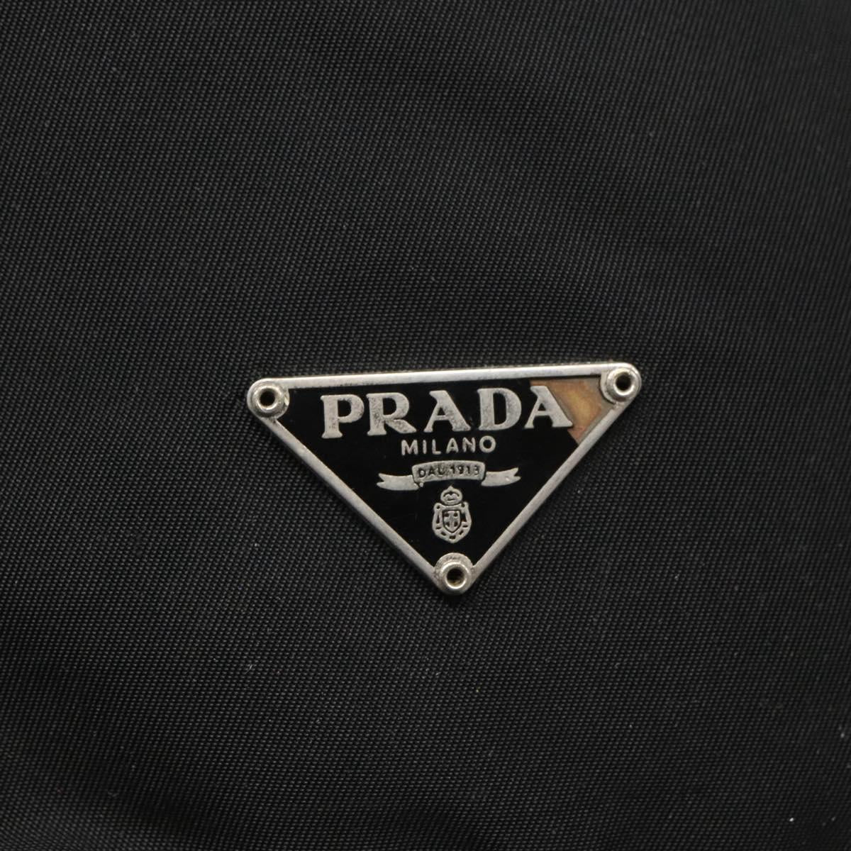 PRADA Pouch Nylon Black Silver Auth SW780