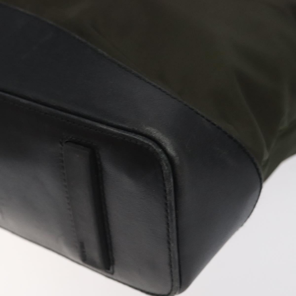 PRADA Tote Bag Nylon Khaki Silver Auth SW785