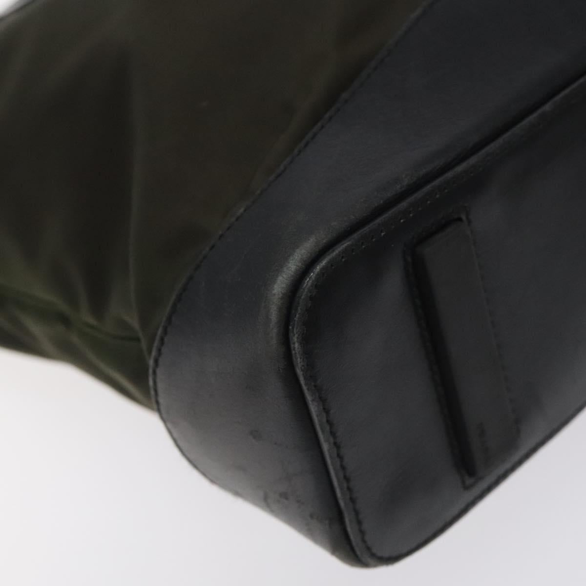 PRADA Tote Bag Nylon Khaki Silver Auth SW785