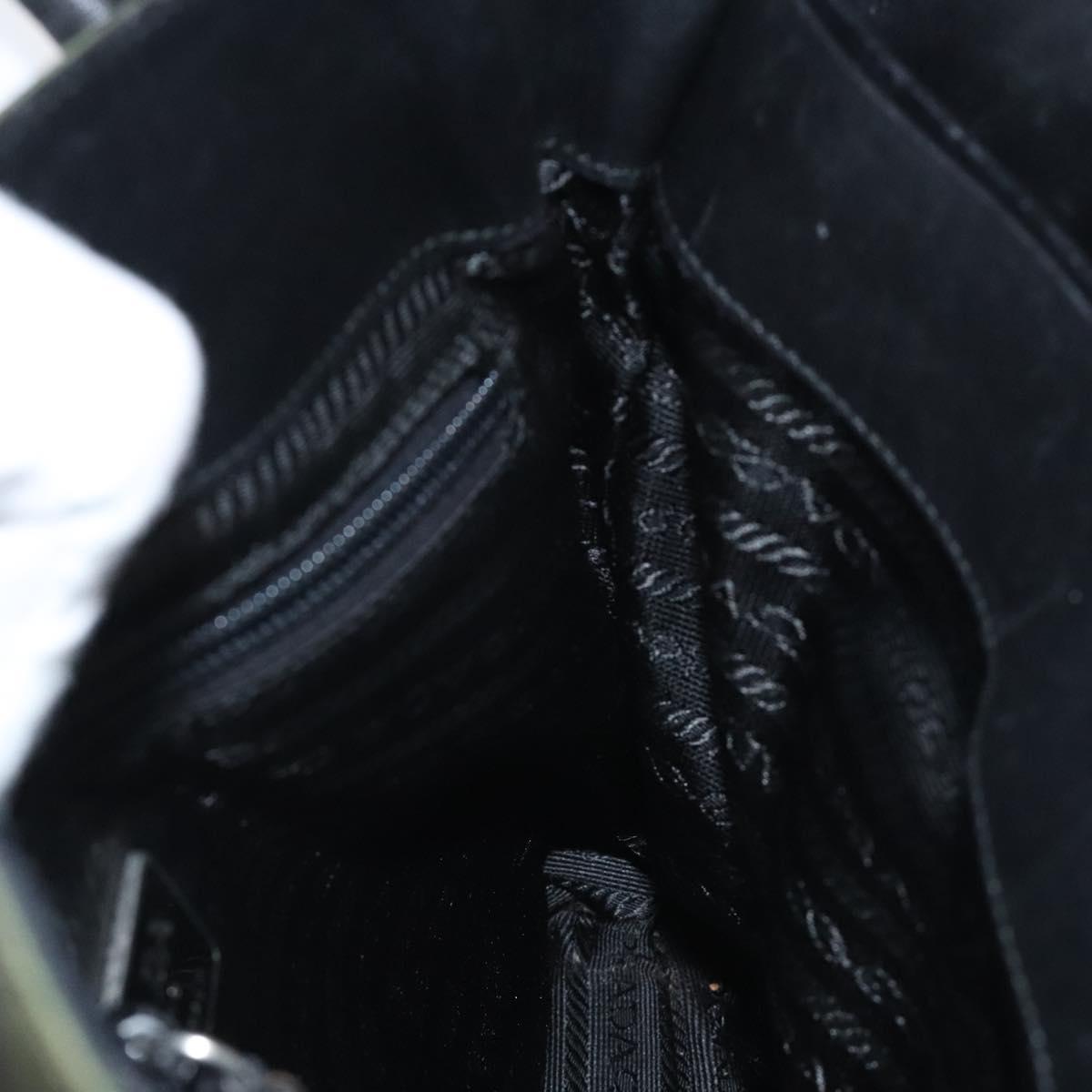 PRADA Tote Bag Nylon Khaki Silver Auth SW785