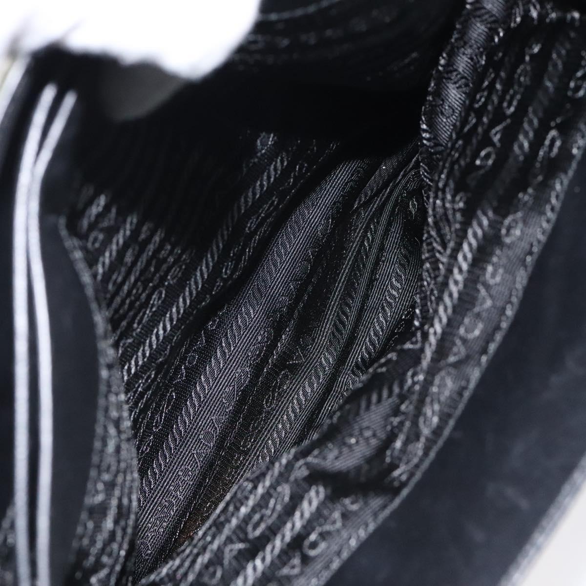 PRADA Tote Bag Nylon Khaki Silver Auth SW785