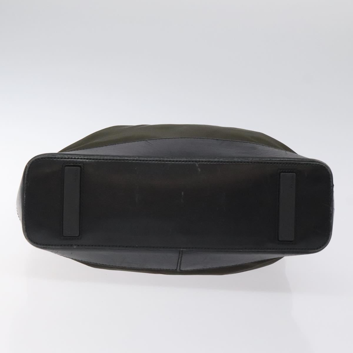 PRADA Tote Bag Nylon Khaki Silver Auth SW785