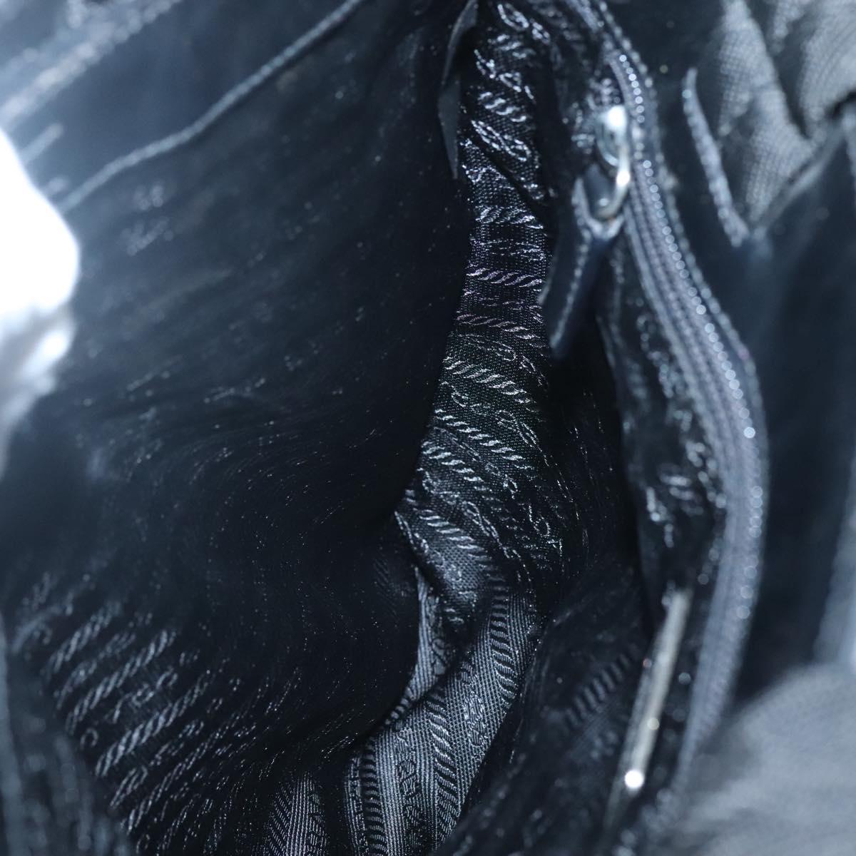 PRADA Sports Tote Bag Canvas Black Silver Auth SW787