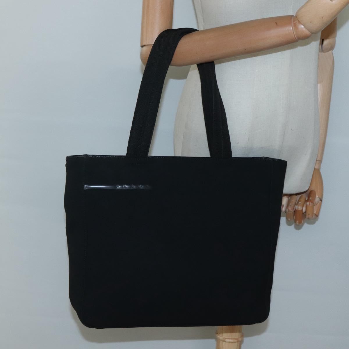 PRADA Sports Tote Bag Canvas Black Silver Auth SW787