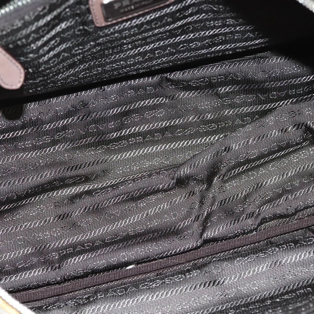 PRADA Hand Bag Leather Beige Gold Silver Auth SW797