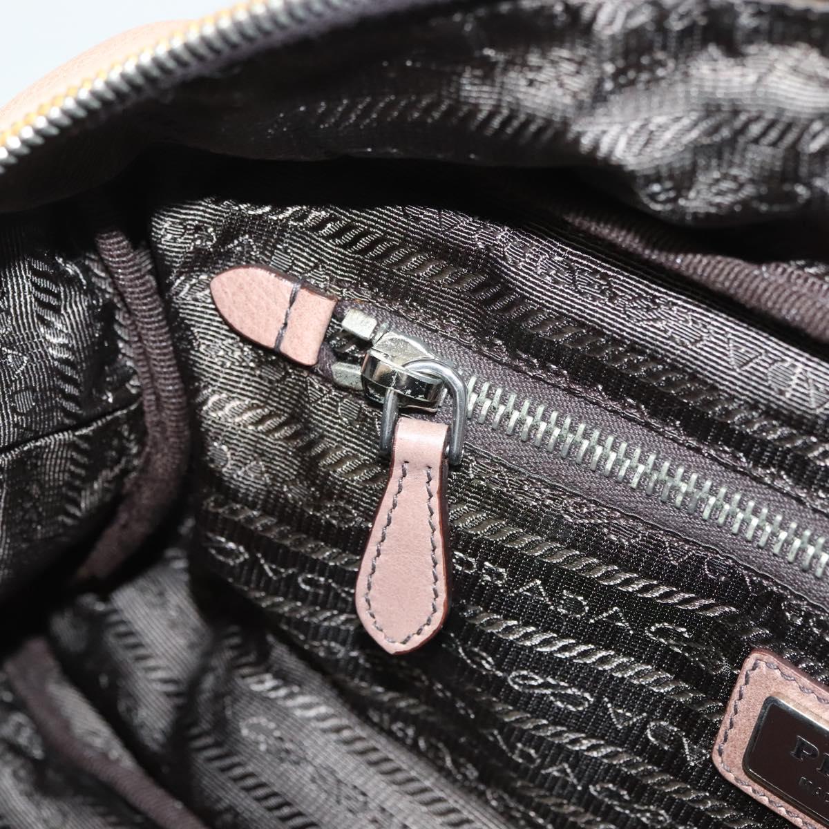 PRADA Hand Bag Leather Beige Gold Silver Auth SW797