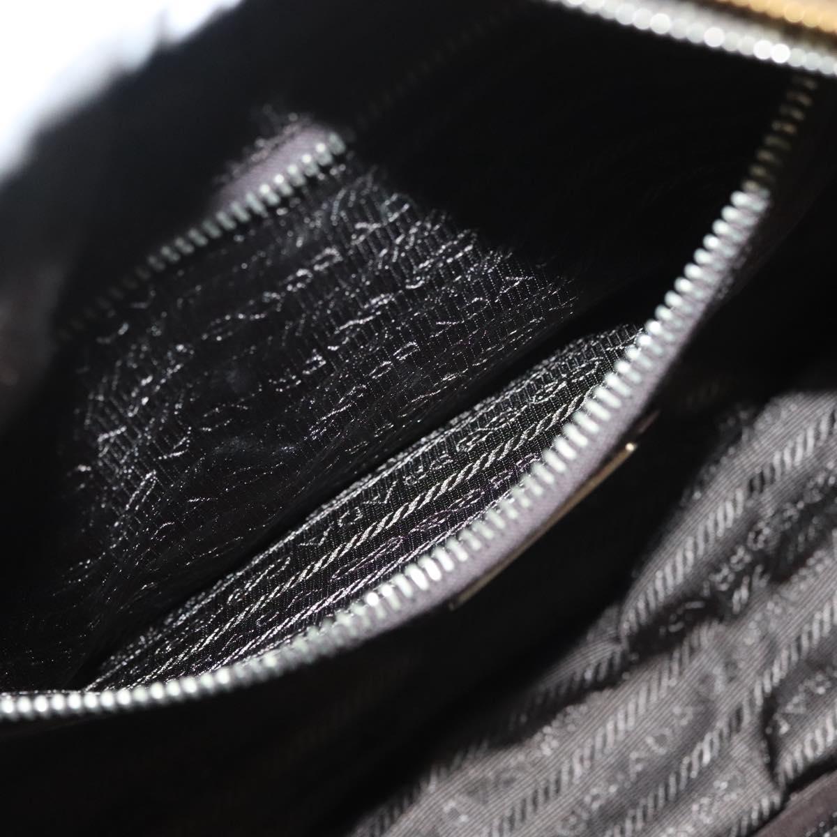 PRADA Hand Bag Leather Beige Gold Silver Auth SW797