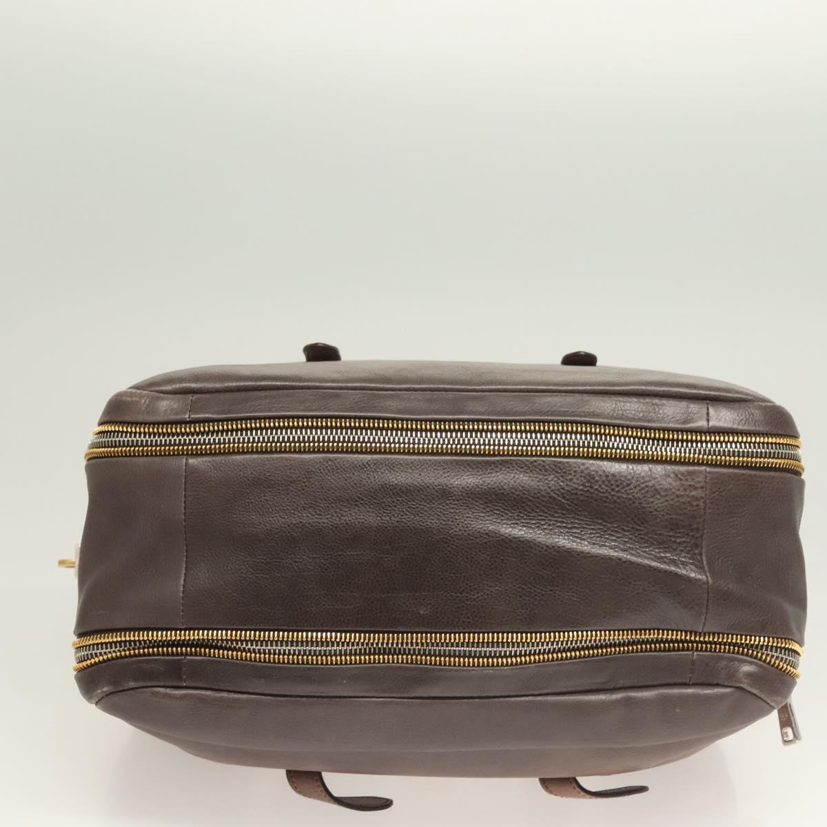 PRADA Hand Bag Leather Beige Gold Silver Auth SW797