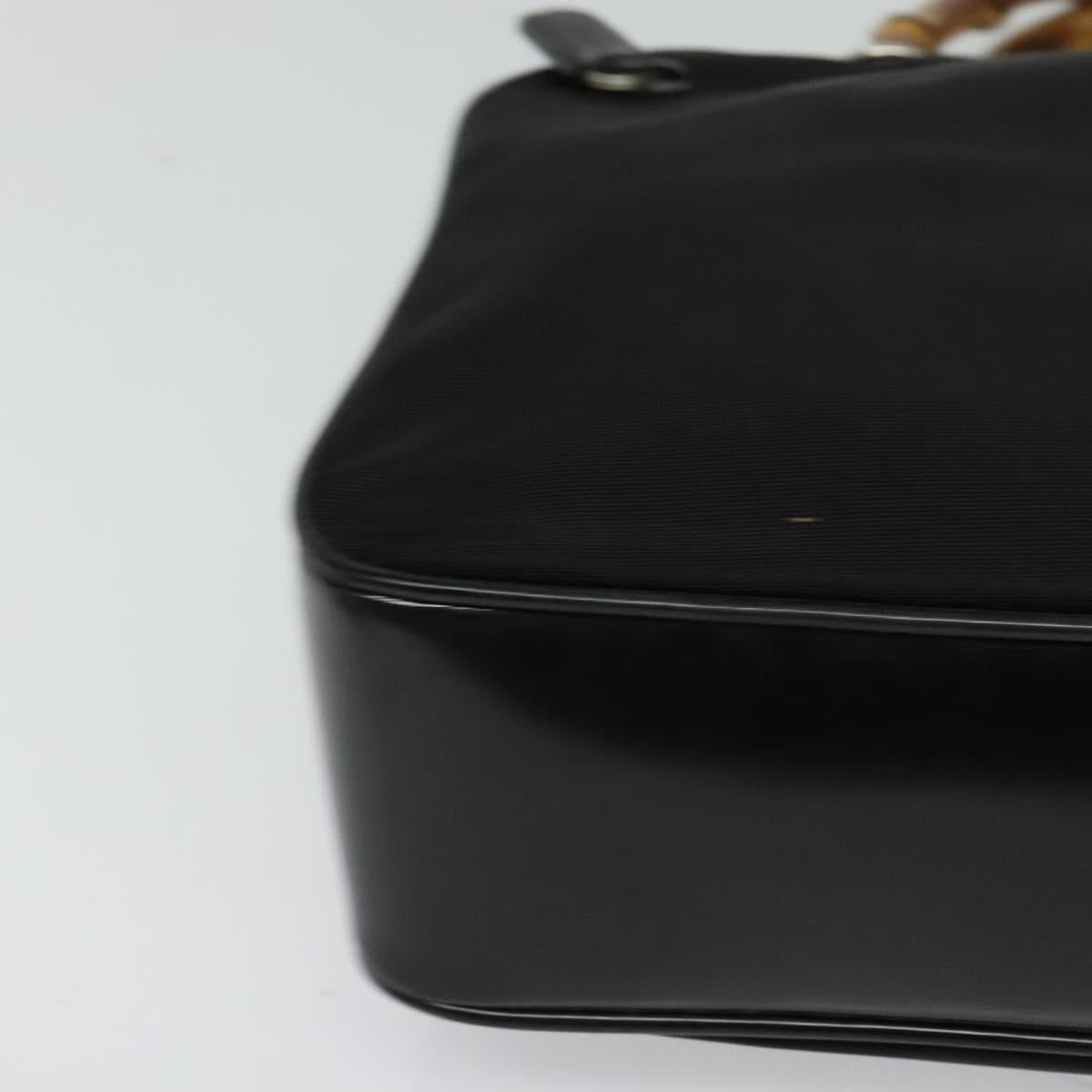 GUCCI Bamboo Hand Bag Nylon 2way Black Silver 000 2040 0538 Auth SW805
