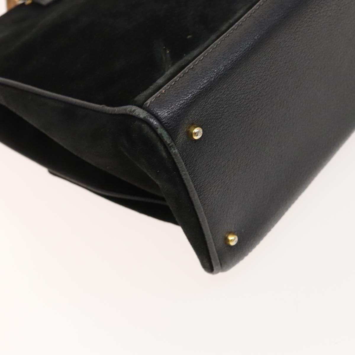 GUCCI Bamboo Hand Bag Suede 2way Black Gold 002 123 0322 Auth SW806
