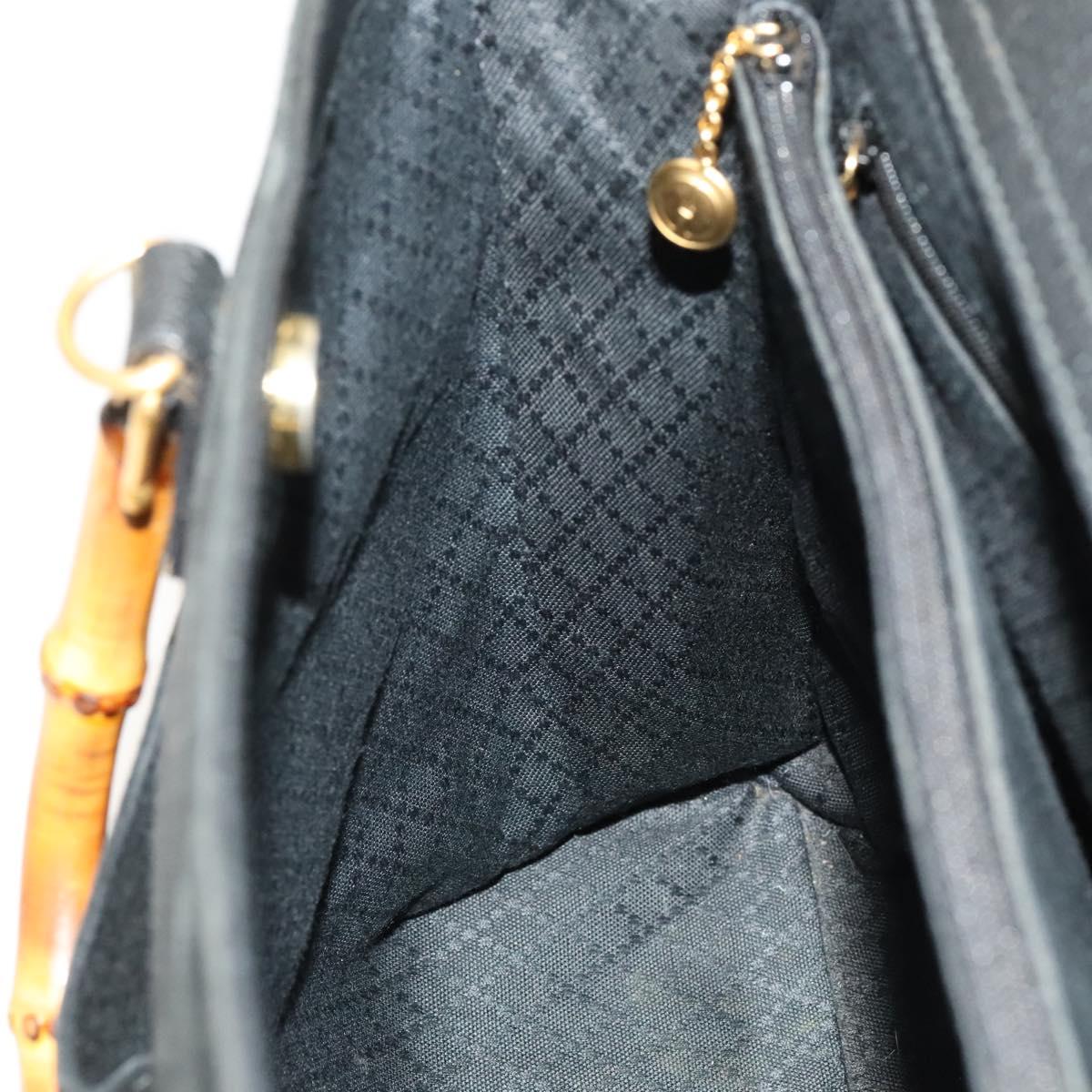 GUCCI Bamboo Hand Bag Suede 2way Black Gold 002 123 0322 Auth SW806
