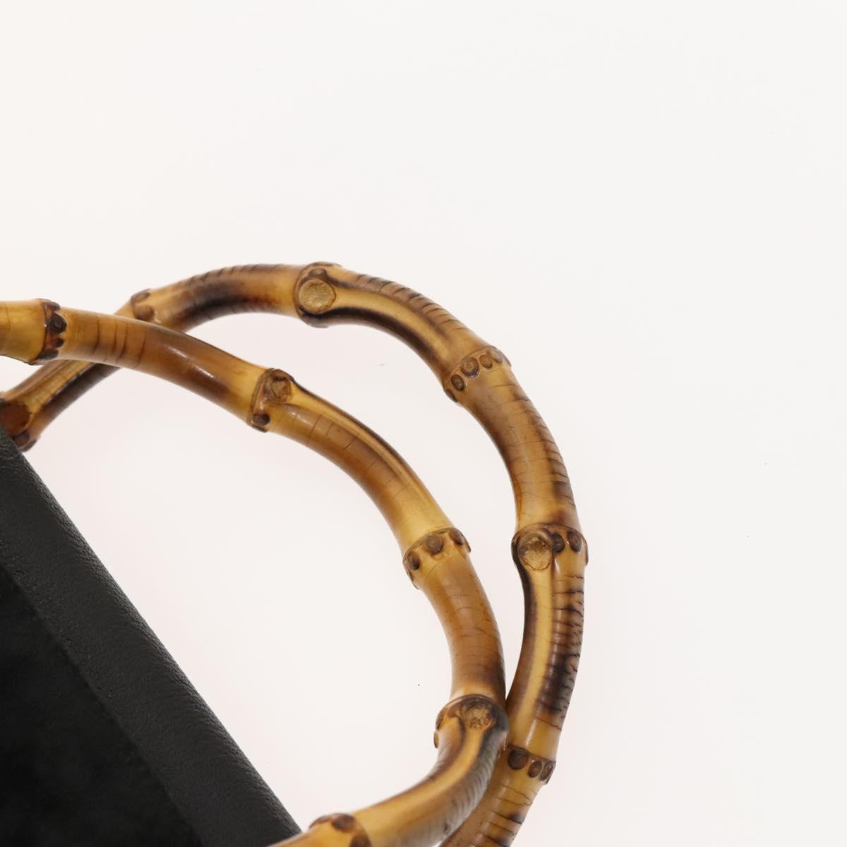 GUCCI Bamboo Hand Bag Suede 2way Black Gold 002 123 0322 Auth SW806