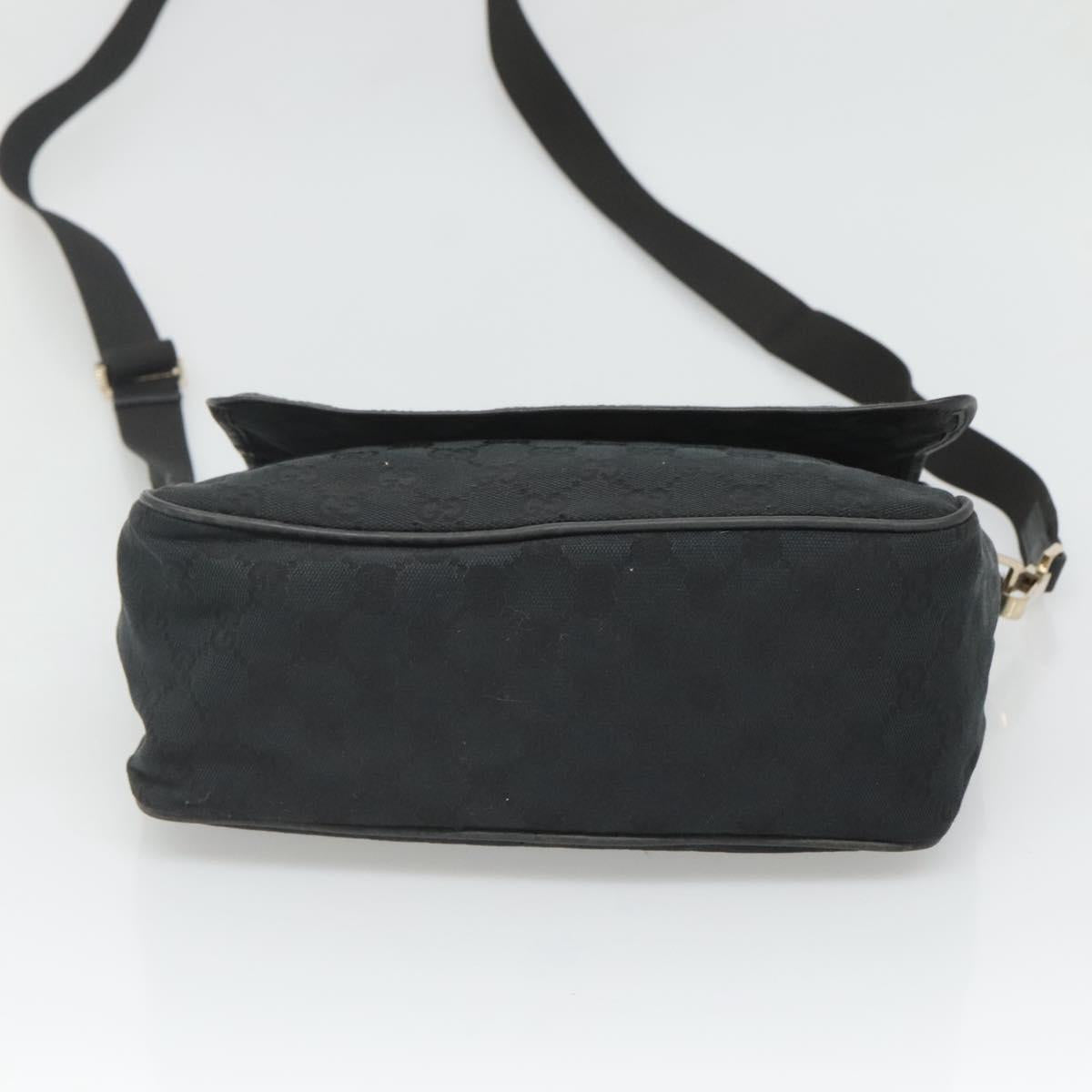 GUCCI GG Canvas Shoulder Bag Black Gold 019 0375 Auth SW809