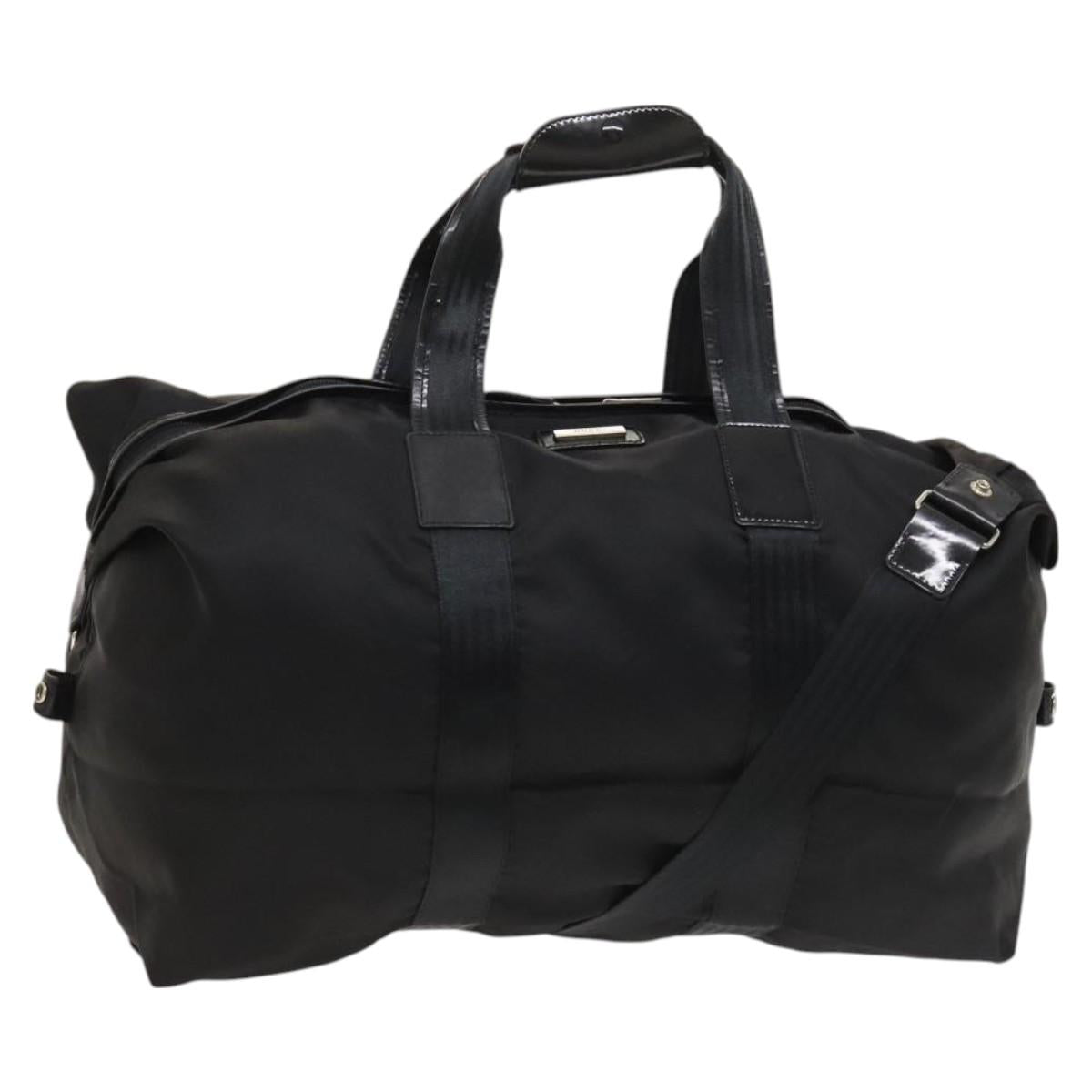 GUCCI Boston Bag Nylon 2way Black Silver 012 1046 3249 Auth SW811