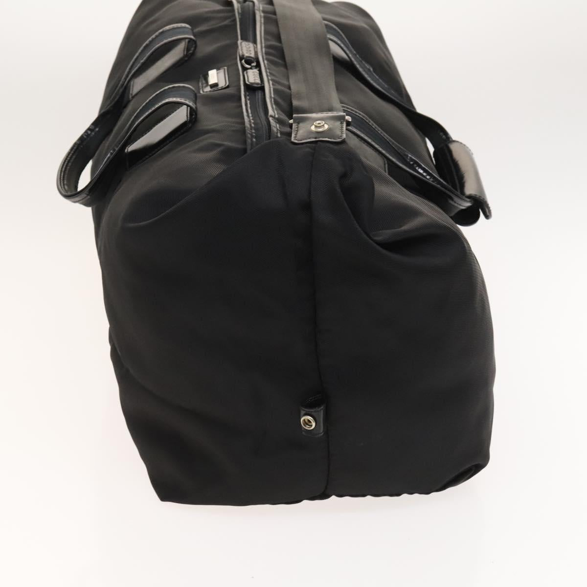 GUCCI Boston Bag Nylon 2way Black Silver 012 1046 3249 Auth SW811